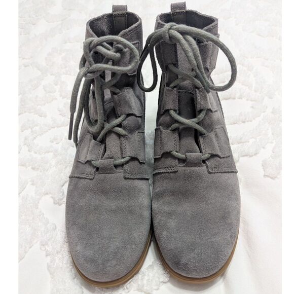 🥾 Sorel Evie Lace Waterproof Gray Suede Wedge Boots Women’s 8.5 - Picture 9 of 9